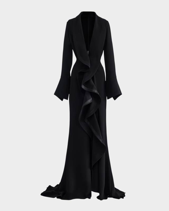 Jupiter Ruffle Long-Sleeve Gown